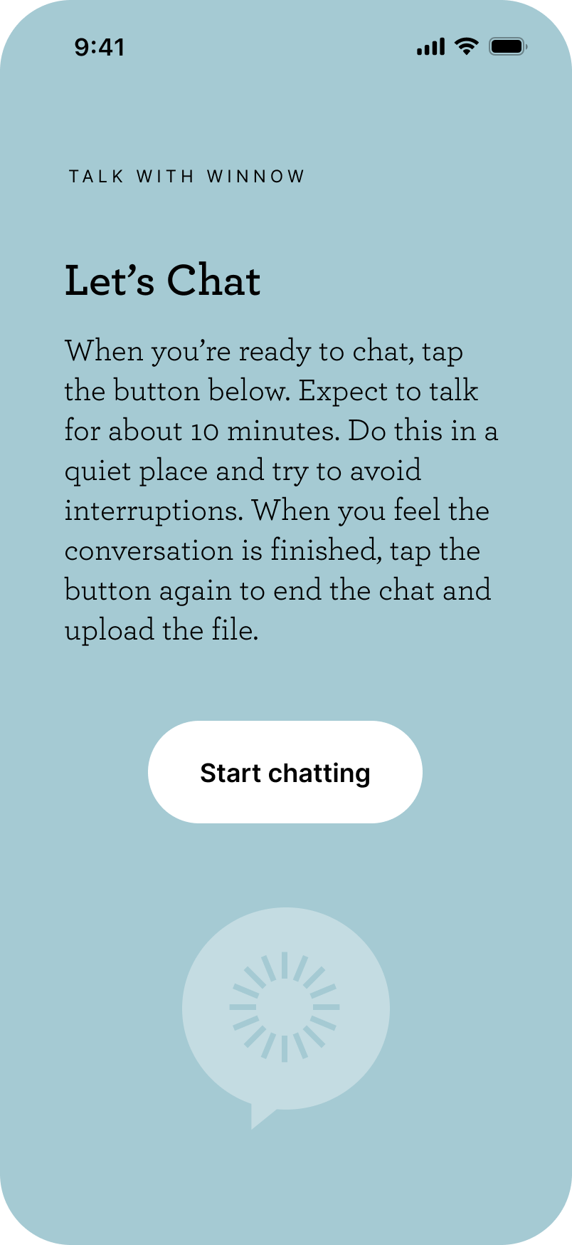 Let’s Chat onboarding screen